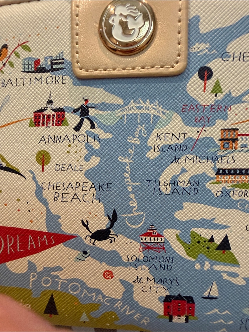 SPARTINA 449 Bay Dreams Snap Wallet map Chesapeake Bay Daufuskie Island - Picture 15 of 15